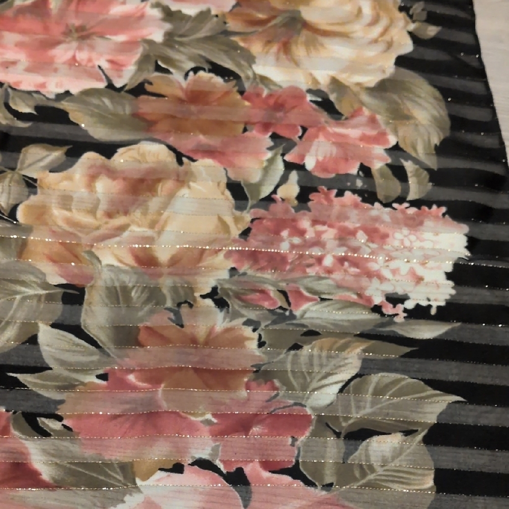 Floral Striped Square Scarf - Picture 4 of 4
